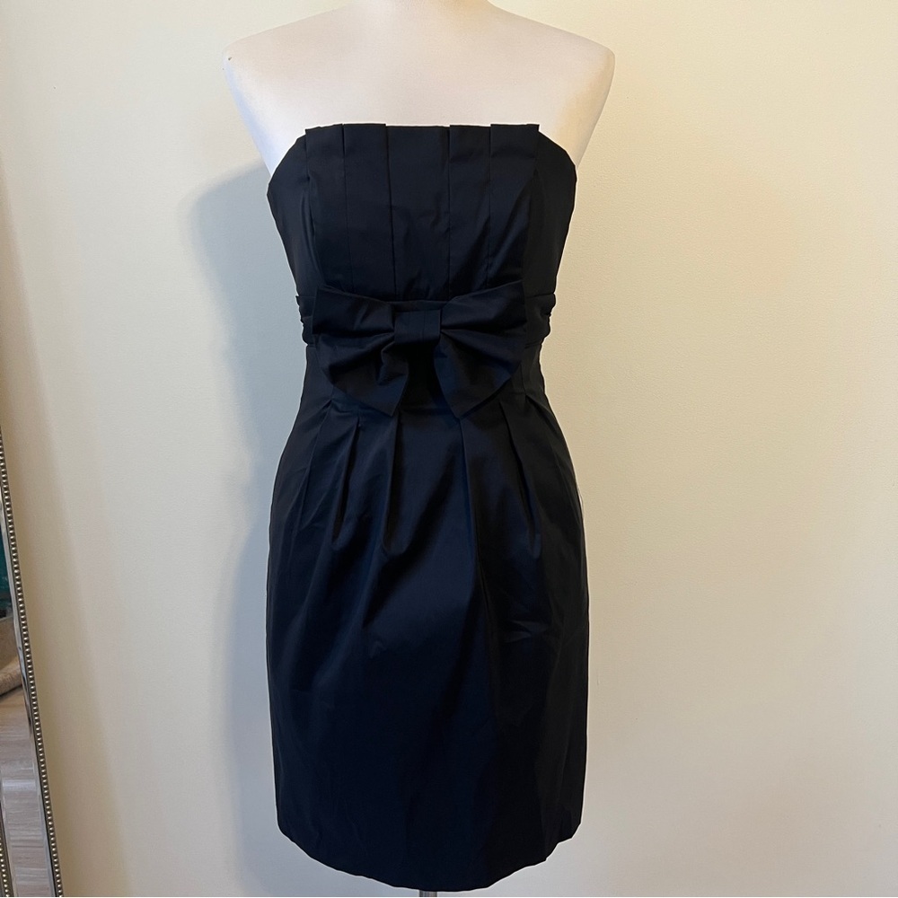Jessica McClintock Black Strapless Bow Dress Size 6 USA lbd formal event